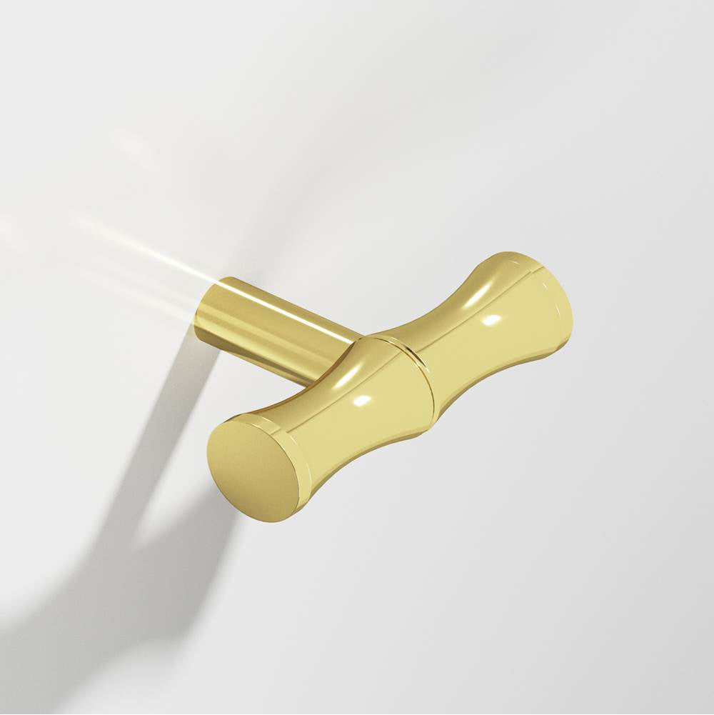 Colonial Bronze - 1.75'' overall, 0.5'' diameter Bamboo, T Cabinet Knob with straight post hand finished in Polished Brass - Polished Brass