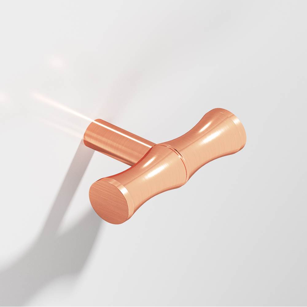 Colonial Bronze - 1.75'' overall, 0.5'' diameter Bamboo, T Cabinet Knob with straight post hand finished in Satin Copper - Satin Copper