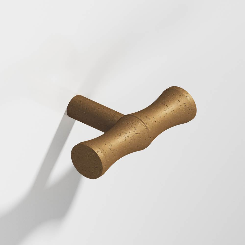 Colonial Bronze - 1.75'' overall, 0.5'' diameter Bamboo, T Cabinet Knob with straight post hand finished in Distressed Light Statuary Bronze - Distressed Light Statuary Bronze