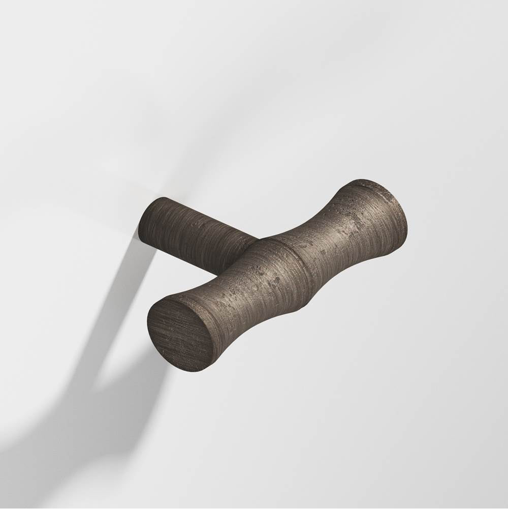 Colonial Bronze - 1.75'' overall, 0.5'' diameter Bamboo, T Cabinet Knob with straight post hand finished in Distressed Pewter - Distressed Pewter