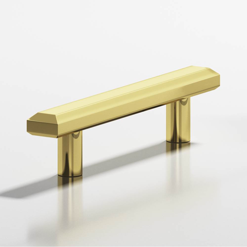 Colonial Bronze - 4'' center-to-center, 6'' overall, 0.75 x 0.5'' Rectangular, beveled Cabinet Pull with straight posts hand finished in Polished Brass - Polished Brass