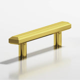 Colonial Bronze - 10'' center-to-center, 14'' overall, 0.75 x 0.5'' Rectangular, beveled Cabinet Pull with straight posts hand finished in French Gold - French Gold