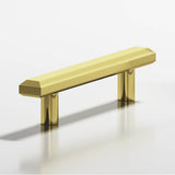 Colonial Bronze - 12'' center-to-center, 16'' overall, 1.25 x 0.5'' Rectangular, beveled Appliance Pull, Door Pull, Shower Door Pull with straight posts hand finished in Unlacquered Polished Brass - Unlacquered Polished Brass