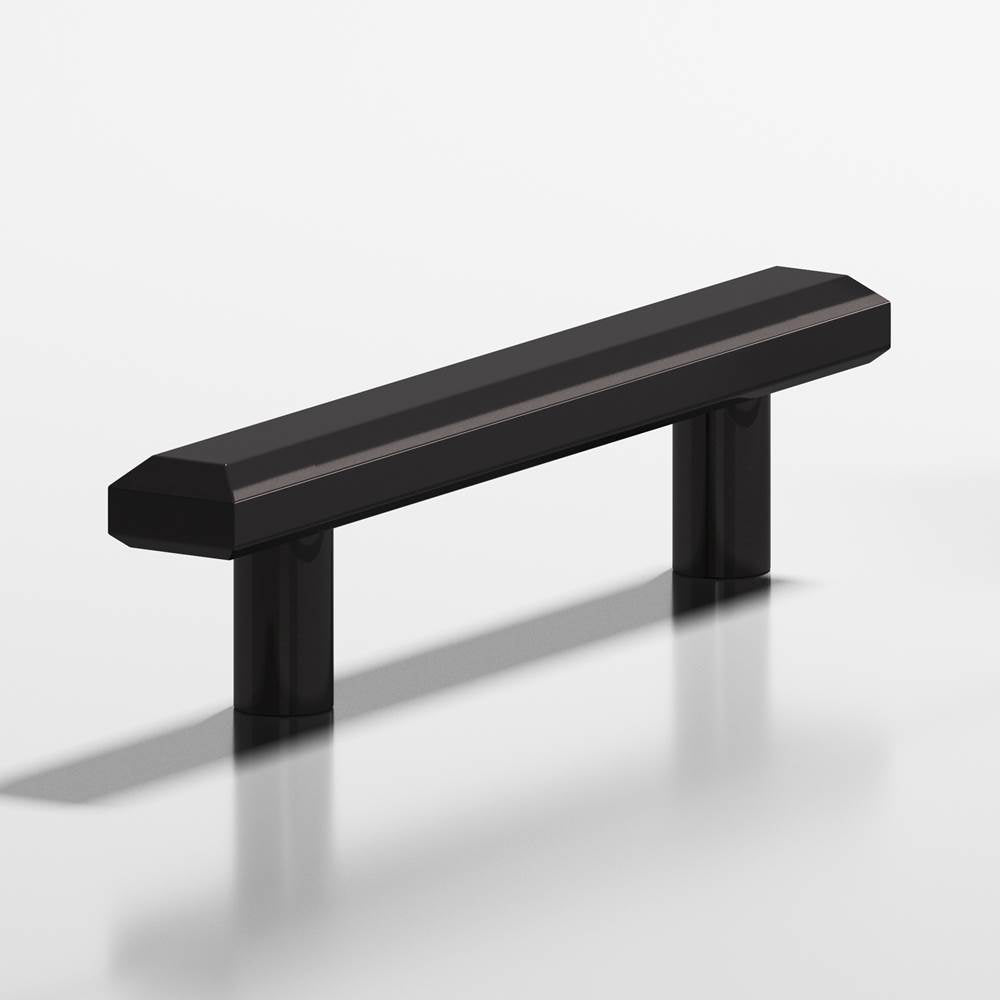 Colonial Bronze - 0.75 x 0.375'' diameter custom length Rectangular, beveled Pull with straight posts hand finished in Satin Black - Satin Black