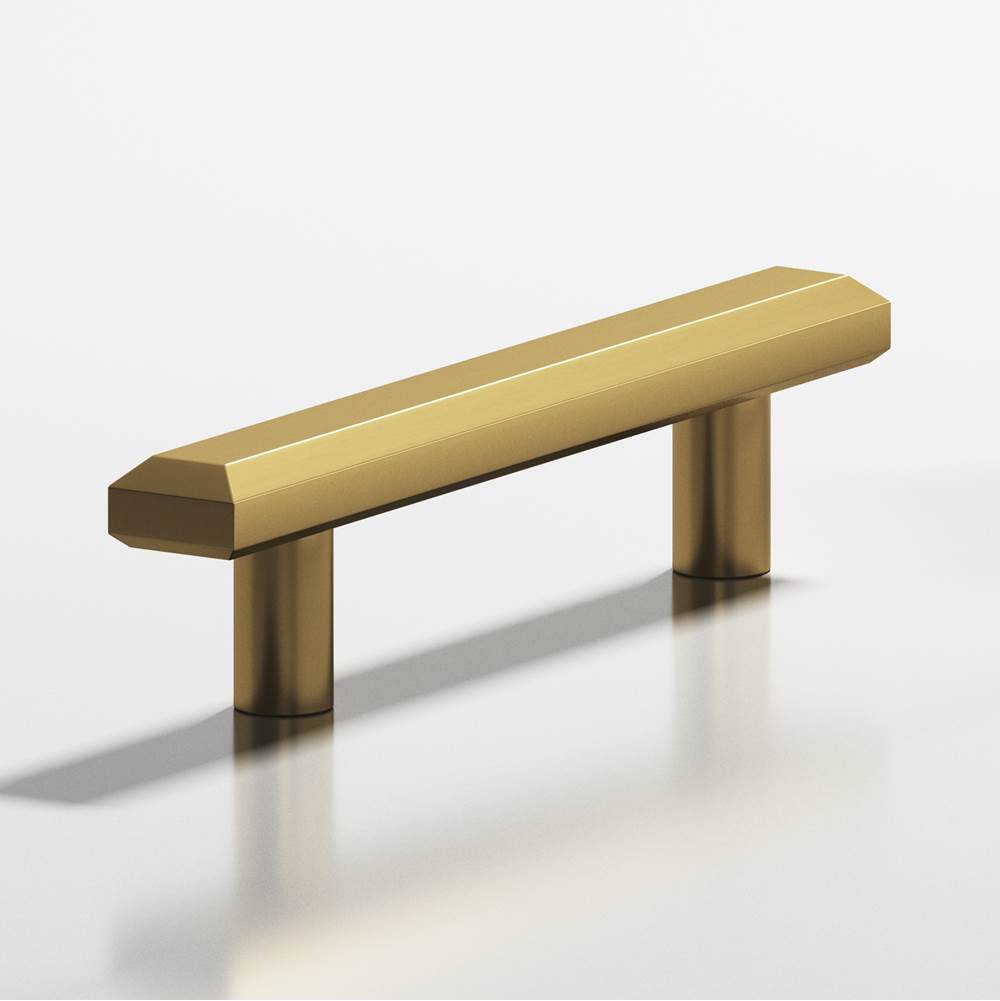 Colonial Bronze - 10'' center-to-center, 14'' overall, 1.25 x 0.5'' Rectangular, beveled Appliance Pull, Door Pull, Shower Door Pull with straight posts hand finished in Unlacquered Satin Brass - Unlacquered Satin Brass