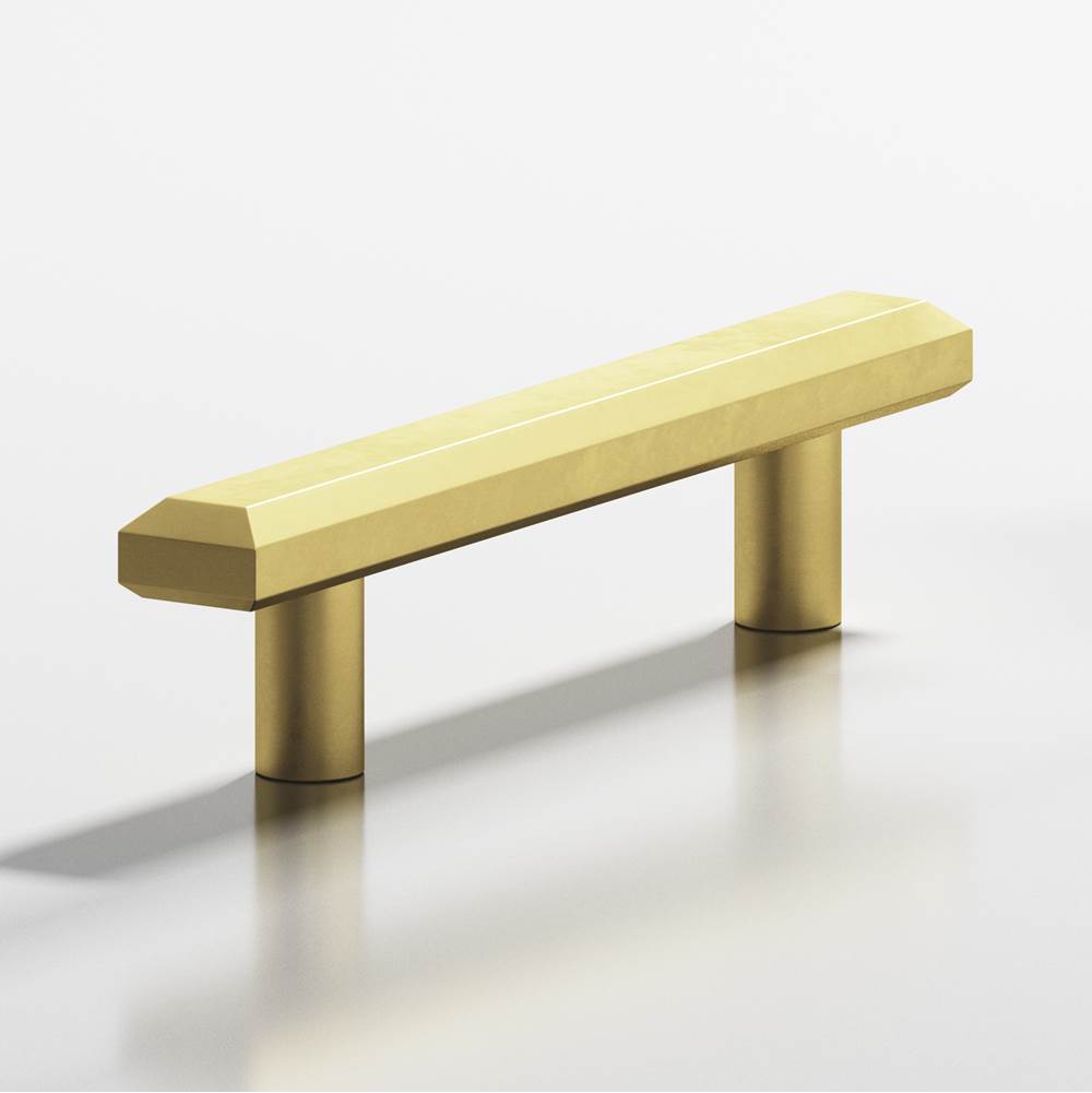 Colonial Bronze - 1.25 x 0.5'' diameter custom length Rectangular, beveled Pull with straight posts hand finished in Matte Satin Brass - Matte Satin Brass