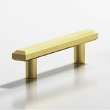 Colonial Bronze - 1.25 x 0.5'' diameter custom length Rectangular, beveled Pull with straight posts hand finished in Matte Satin Brass - Matte Satin Brass