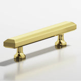 Colonial Bronze - 4'' center-to-center, 6'' overall, 0.75 x 0.5'' Rectangular, beveled Cabinet Pull with flared posts hand finished in Polished Brass - Polished Brass