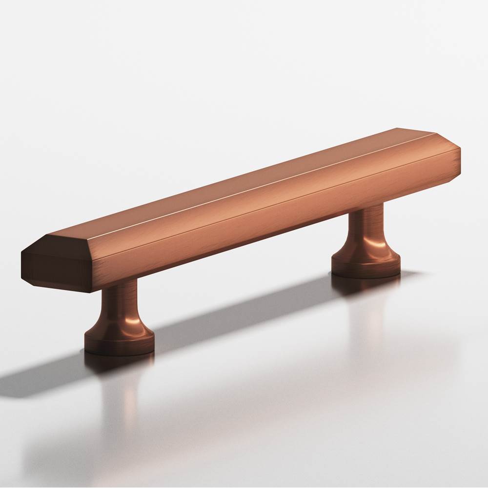 Colonial Bronze - 6'' center-to-center, 8'' overall, 0.75 x 0.5'' Rectangular, beveled Cabinet Pull with flared posts hand finished in Matte Antique Copper - Matte Antique Copper