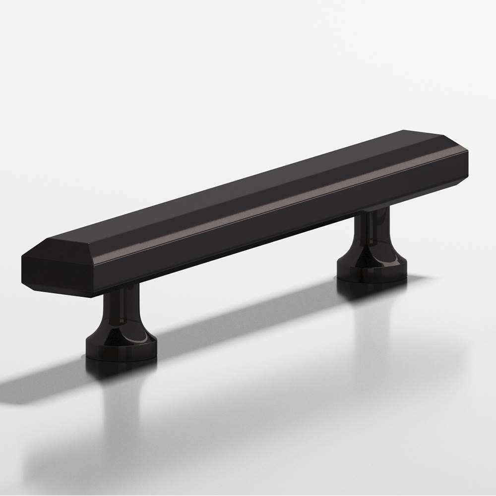 Colonial Bronze - 4'' center-to-center, 6'' overall, 0.75 x 0.5'' Rectangular, beveled Cabinet Pull with flared posts hand finished in Satin Black - Satin Black