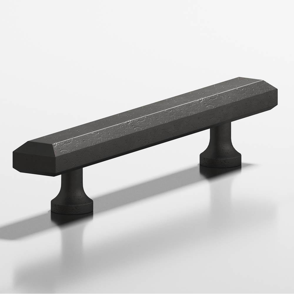 Colonial Bronze - 6'' center-to-center, 8'' overall, 0.75 x 0.5'' Rectangular, beveled Cabinet Pull with flared posts hand finished in Distressed Satin Black - Distressed Satin Black