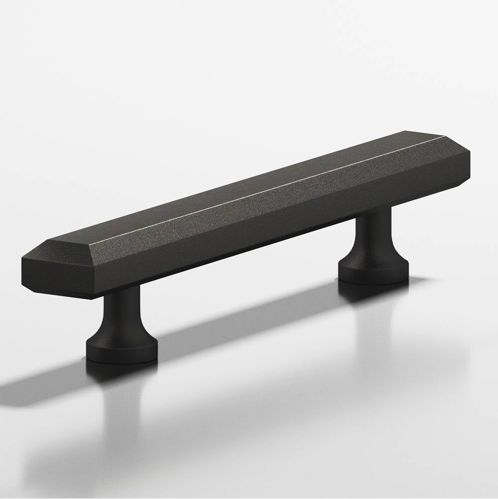 Colonial Bronze - 6'' center-to-center, 8'' overall, 0.75 x 0.375'' Rectangular, beveled Cabinet Pull with flared posts hand finished in Frost Black - Frost Black