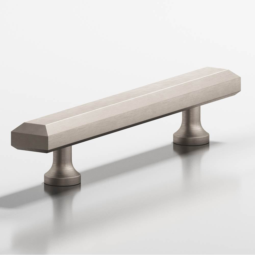 Colonial Bronze - 10'' center-to-center, 14'' overall, 0.75 x 0.5'' Rectangular, beveled Cabinet Pull with flared posts hand finished in Matte Satin Nickel - Matte Satin Nickel