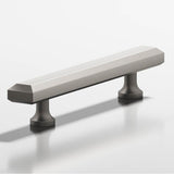 Colonial Bronze - 8'' center-to-center, 10'' overall, 0.75 x 0.375'' Rectangular, beveled Cabinet Pull with flared posts hand finished in Frost Nickel - Frost Nickel