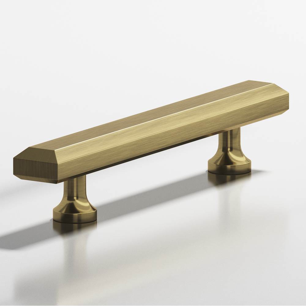 Colonial Bronze - 0.75 x 0.375'' diameter custom length Rectangular, beveled Pull with flared posts hand finished in Antique Brass - Antique Brass