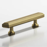Colonial Bronze - 8'' center-to-center, 10'' overall, 0.75 x 0.375'' Rectangular, beveled Cabinet Pull with flared posts hand finished in Antique Brass - Antique Brass