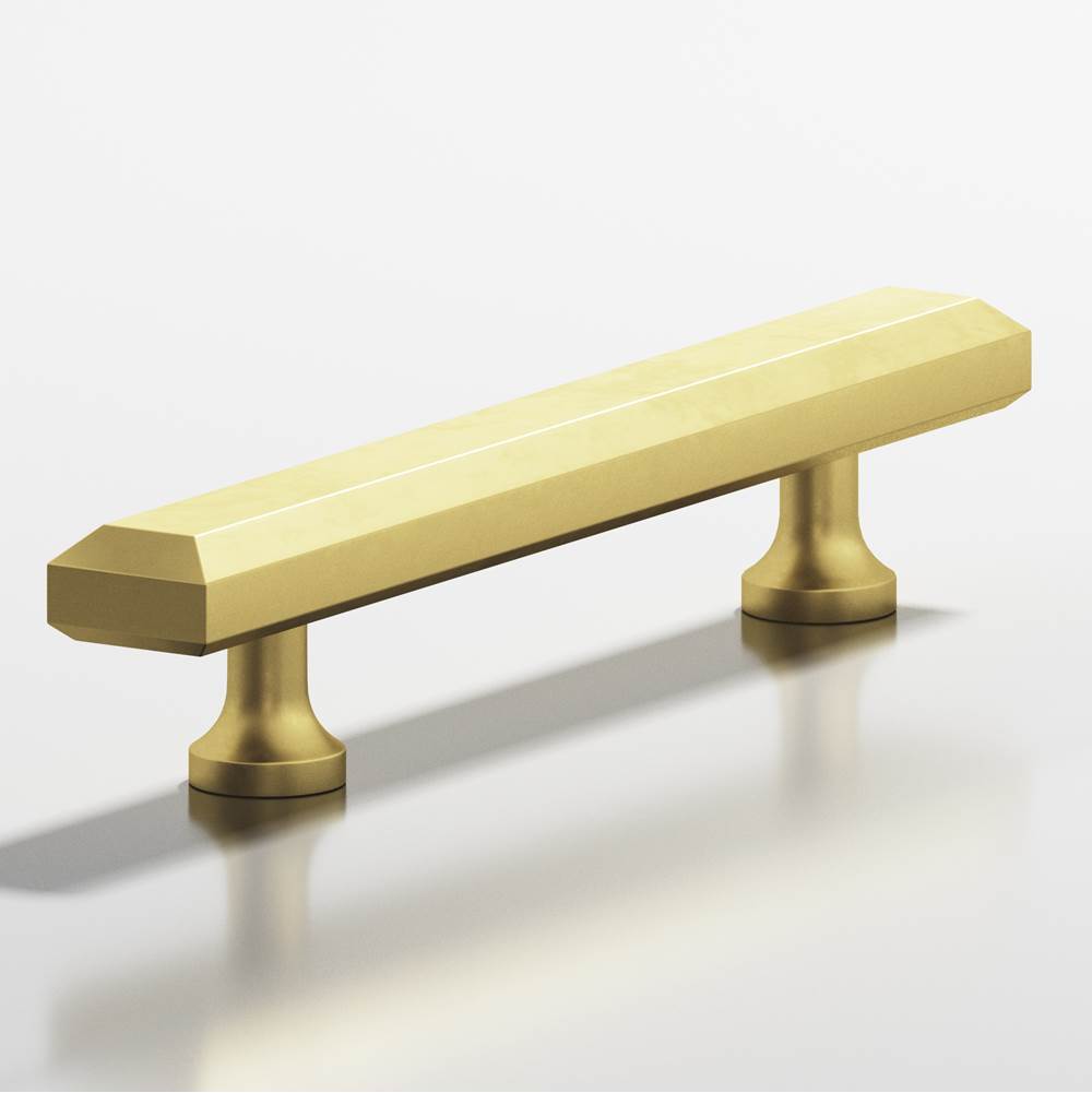 Colonial Bronze - 0.75 x 0.375'' diameter custom length Rectangular, beveled Pull with flared posts hand finished in Matte Satin Brass - Matte Satin Brass