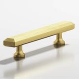 Colonial Bronze - 0.75 x 0.375'' diameter custom length Rectangular, beveled Pull with flared posts hand finished in Matte Satin Brass - Matte Satin Brass