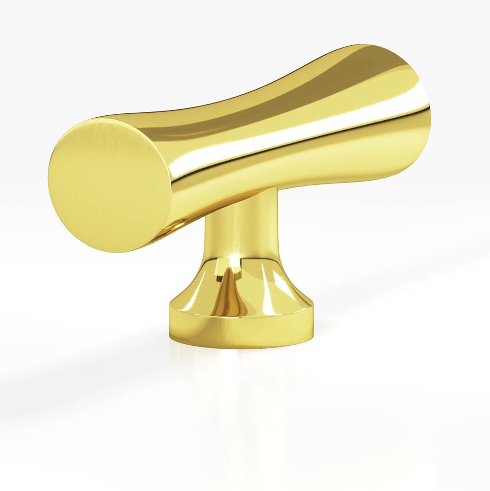 Colonial Bronze - 2'' overall, 0.625'' max diameter Hourglass, T Cabinet Knob with flared post hand finished in French Gold - French Gold