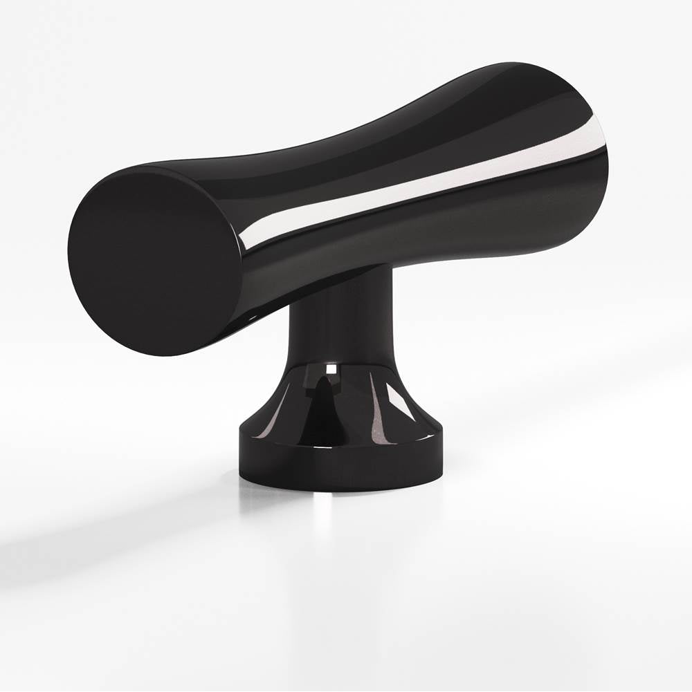 Colonial Bronze - 2'' overall, 0.625'' max diameter Hourglass, T Cabinet Knob with flared post hand finished in Satin Black - Satin Black