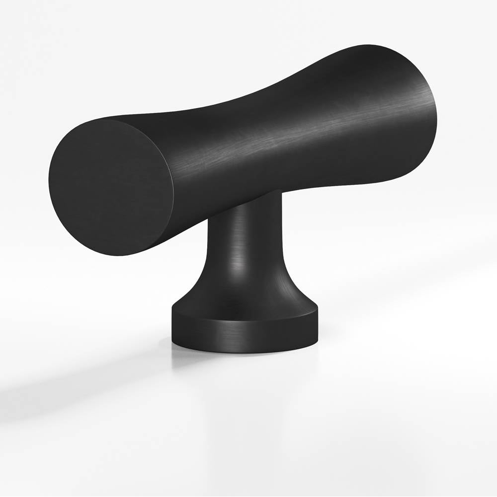 Colonial Bronze - 2'' overall, 0.625'' max diameter Hourglass, T Cabinet Knob with flared post hand finished in Matte Satin Black - Matte Satin Black