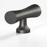 Colonial Bronze - 2'' overall, 0.625'' max diameter Hourglass, T Cabinet Knob with flared post hand finished in Distressed Satin Black - Distressed Satin Black