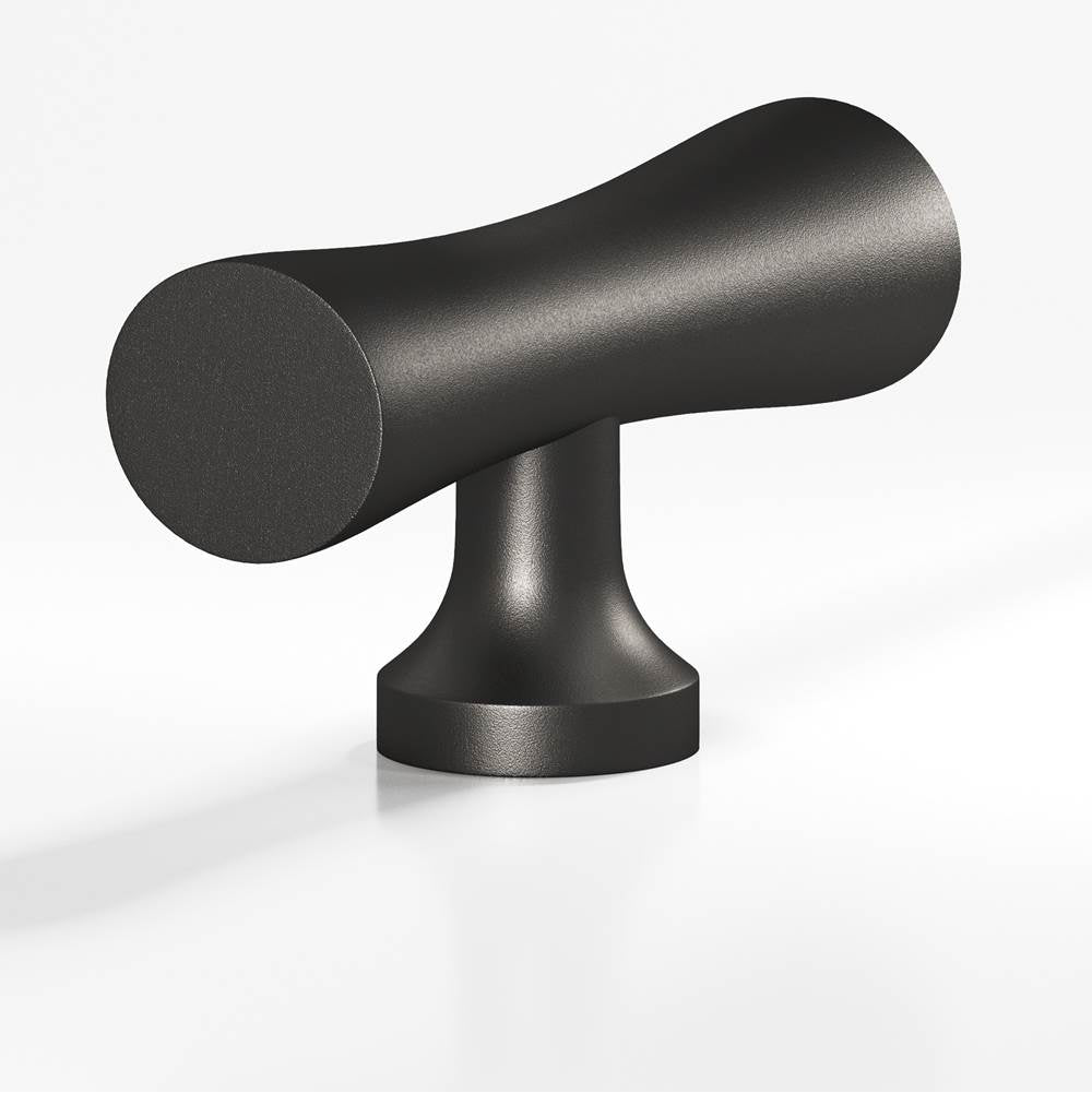 Colonial Bronze - 2'' overall, 0.625'' max diameter Hourglass, T Cabinet Knob with flared post hand finished in Frost Black - Frost Black