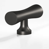 Colonial Bronze - 2'' overall, 0.625'' max diameter Hourglass, T Cabinet Knob with flared post hand finished in Frost Black - Frost Black