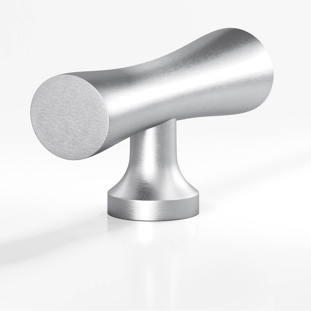 Colonial Bronze - 2'' overall, 0.625'' max diameter Hourglass, T Cabinet Knob with flared post hand finished in Matte Satin Chrome - Matte Satin Chrome