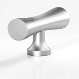 Colonial Bronze - 2'' overall, 0.625'' max diameter Hourglass, T Cabinet Knob with flared post hand finished in Matte Satin Chrome - Matte Satin Chrome
