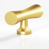 Colonial Bronze - 2'' overall, 0.625'' max diameter Hourglass, T Cabinet Knob with flared post hand finished in Frost Brass - Frost Brass