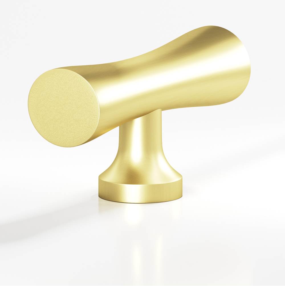 Colonial Bronze - 2'' overall, 0.625'' max diameter Hourglass, T Cabinet Knob with flared post hand finished in Matte Satin Brass - Matte Satin Brass