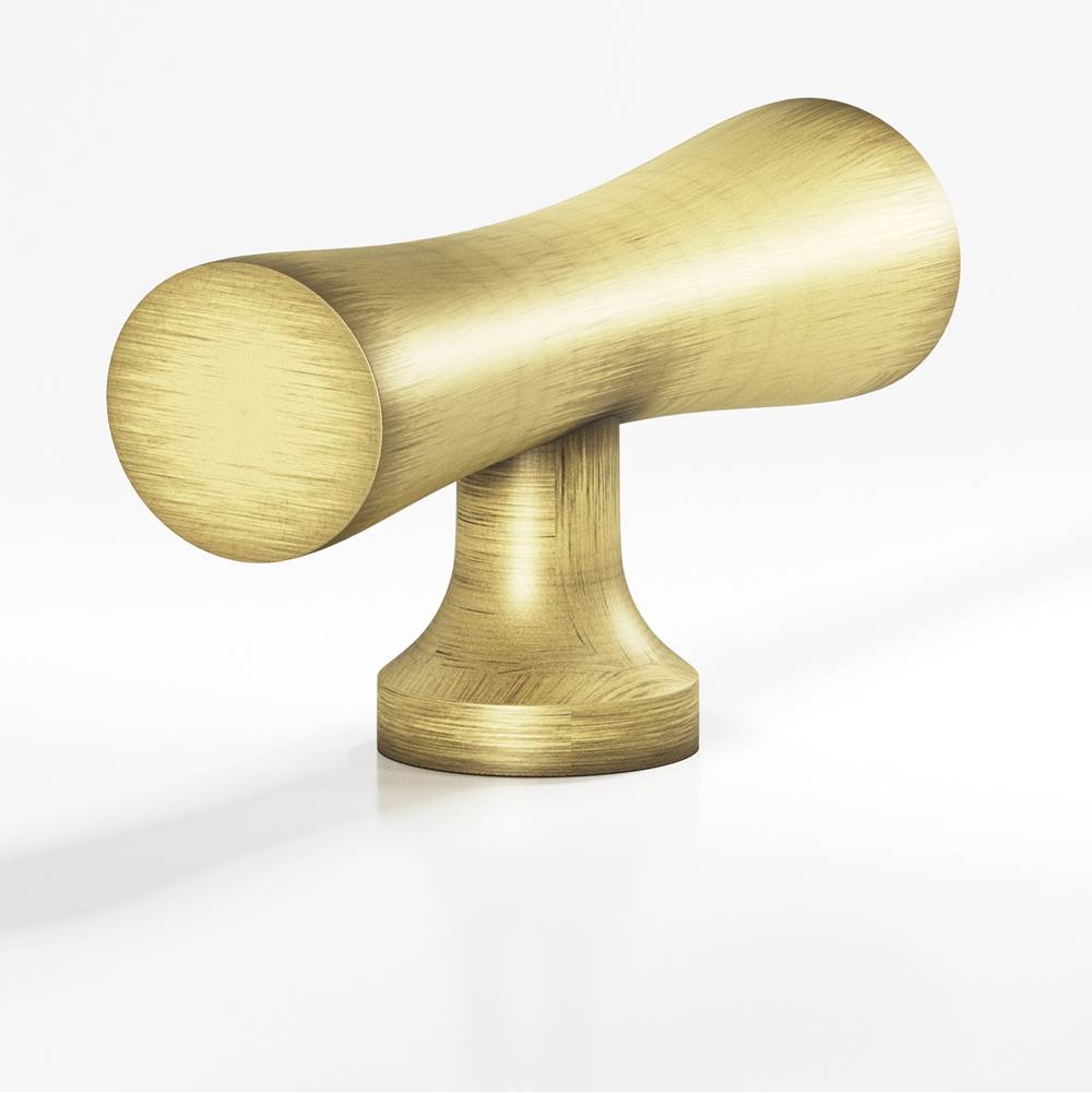Colonial Bronze - 2'' overall, 0.625'' max diameter Hourglass, T Cabinet Knob with flared post hand finished in Matte Antique Satin Brass - Matte Antique Satin Brass