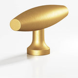 Colonial Bronze - 2'' overall, 0.625'' max diameter Cigar, T Cabinet Knob with flared post hand finished in Weathered Brass - Weathered Brass