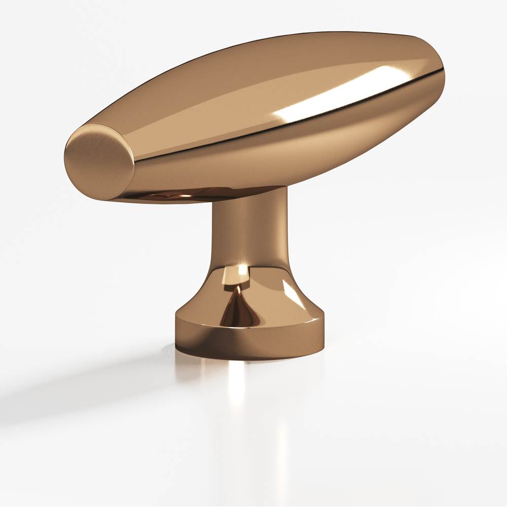 Colonial Bronze - 2'' overall, 0.625'' max diameter Cigar, T Cabinet Knob with flared post hand finished in Polished Bronze - Polished Bronze