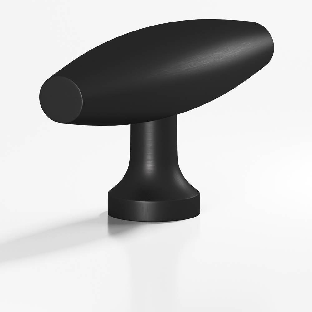 Colonial Bronze - 2'' overall, 0.625'' max diameter Cigar, T Cabinet Knob with flared post hand finished in Matte Satin Black - Matte Satin Black