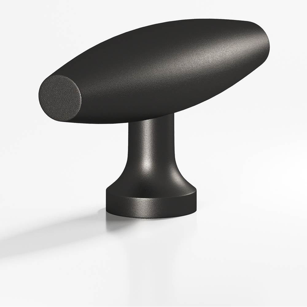 Colonial Bronze - 2'' overall, 0.625'' max diameter Cigar, T Cabinet Knob with flared post hand finished in Frost Black - Frost Black