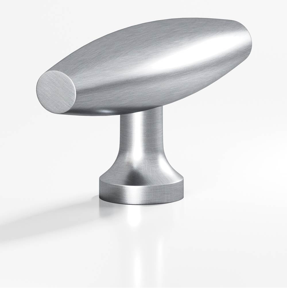 Colonial Bronze - 2'' overall, 0.625'' max diameter Cigar, T Cabinet Knob with flared post hand finished in Satin Chrome - Satin Chrome