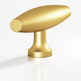 Colonial Bronze - 2'' overall, 0.625'' max diameter Cigar, T Cabinet Knob with flared post hand finished in Frost Brass - Frost Brass