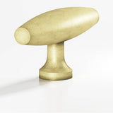 Colonial Bronze - 2'' overall, 0.625'' max diameter Cigar, T Cabinet Knob with flared post hand finished in Distressed Antique Brass - Distressed Antique Brass