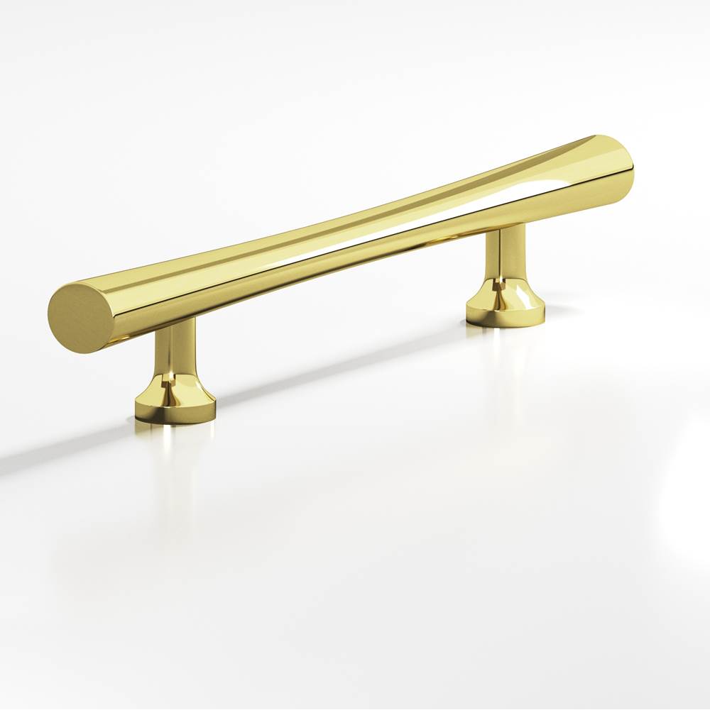 Colonial Bronze - 8'' center-to-center, 15'' overall, 0.75'' max diameter Hourglass Appliance Pull, Door Pull with flared posts hand finished in Unlacquered Polished Brass - Unlacquered Polished Brass