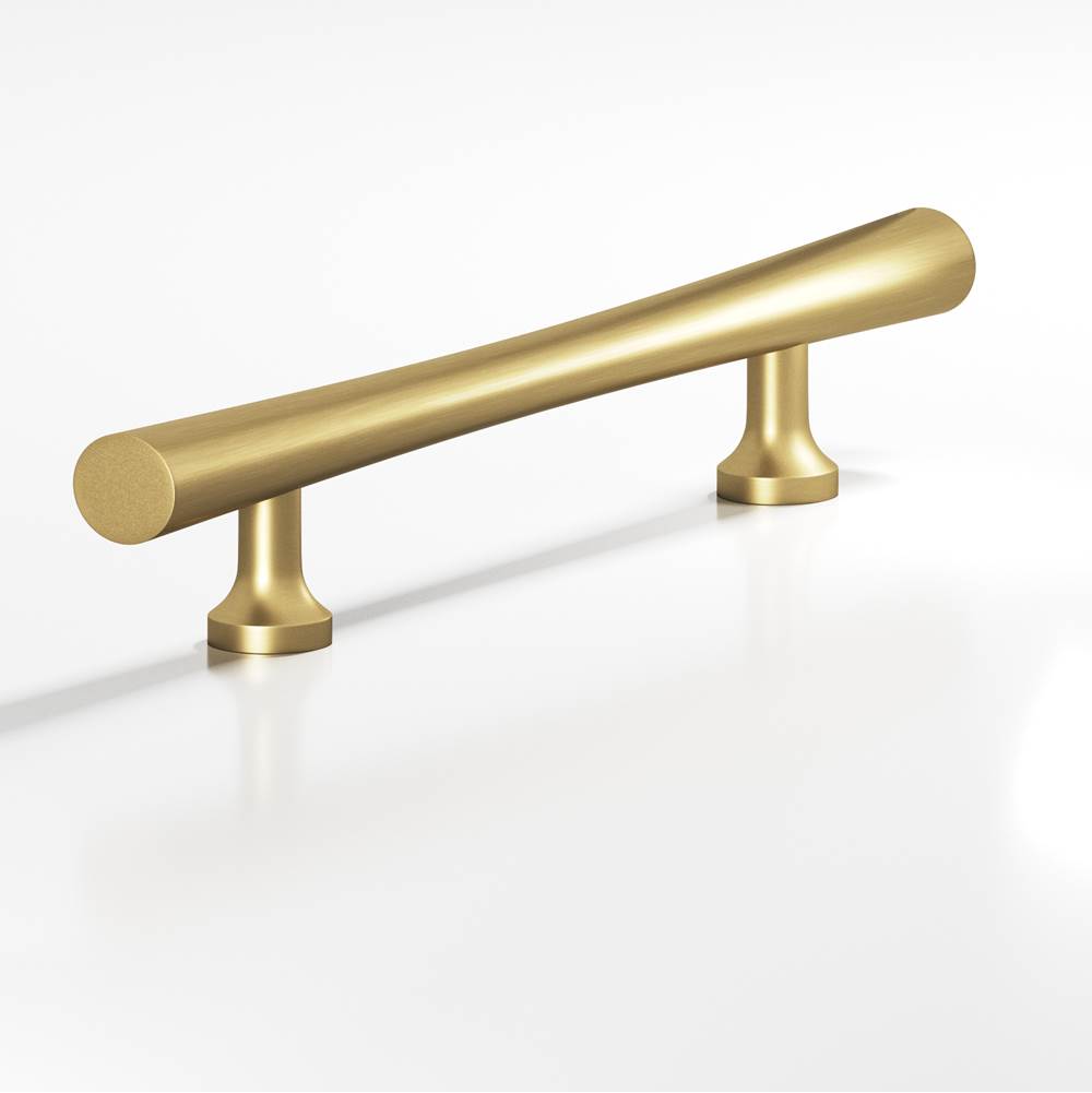 Colonial Bronze - 4'' center-to-center, 6'' overall, 0.75'' max diameter Hourglass Cabinet Pull with flared posts hand finished in Satin Brass - Satin Brass