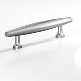 Colonial Bronze - 8'' center-to-center, 15'' overall, 0.75'' max diameter Cigar Cabinet Pull, Appliance Pull, Door Pull with flared posts hand finished in Matte Satin Chrome - Matte Satin Chrome