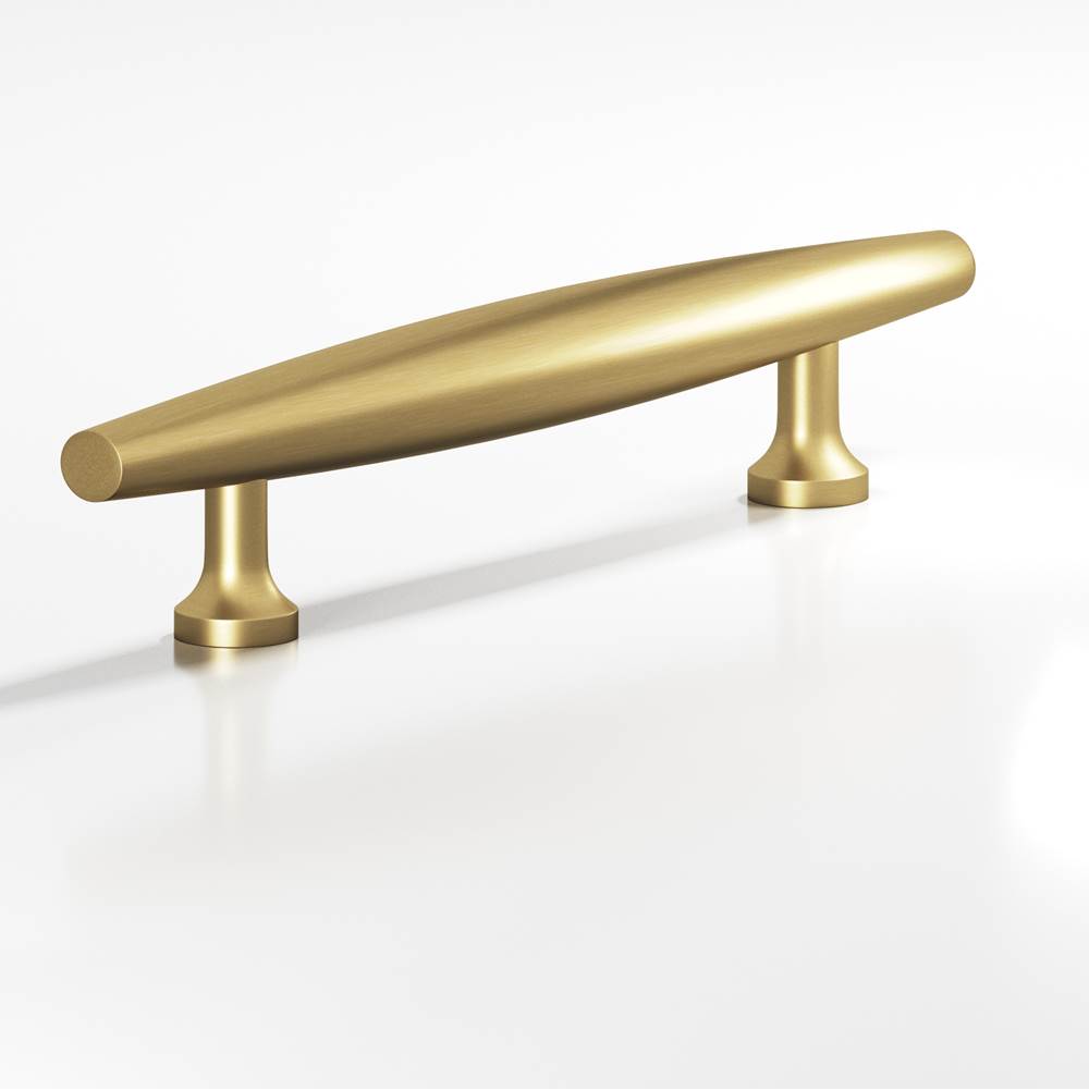 Colonial Bronze - 10'' center-to-center, 18'' overall, 0.75'' max diameter Cigar Appliance Pull, Door Pull with flared posts hand finished in Unlacquered Satin Brass - Unlacquered Satin Brass