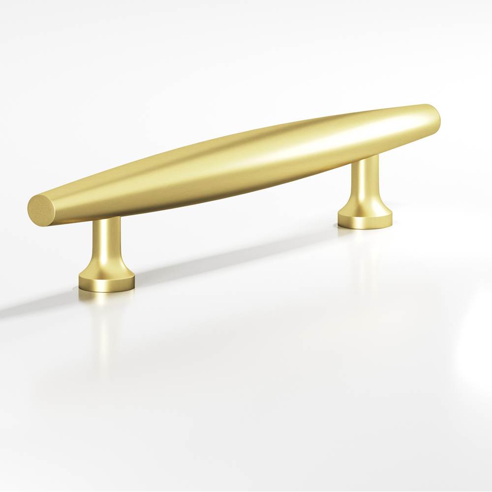 Colonial Bronze - 6'' center-to-center, 9'' overall, 0.75'' max diameter Cigar Cabinet Pull, Door Pull with flared posts hand finished in Matte Satin Brass - Matte Satin Brass