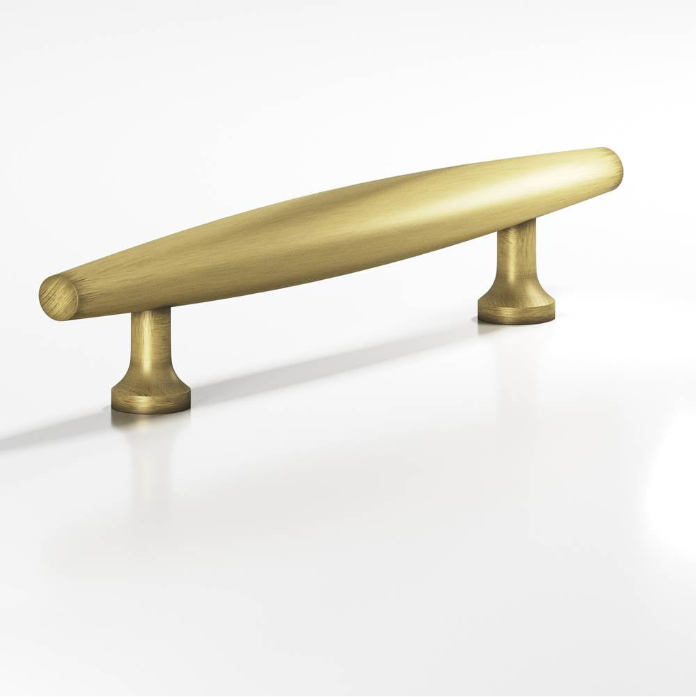 Colonial Bronze - 4'' center-to-center, 6'' overall, 0.75'' max diameter Cigar Cabinet Pull with flared posts hand finished in Matte Antique Satin Brass - Matte Antique Satin Brass