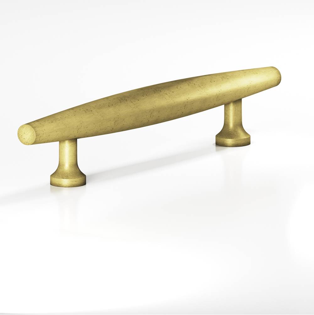 Colonial Bronze - 10'' center-to-center, 18'' overall, 0.75'' max diameter Cigar Appliance Pull, Door Pull with flared posts hand finished in Distressed Antique Brass - Distressed Antique Brass