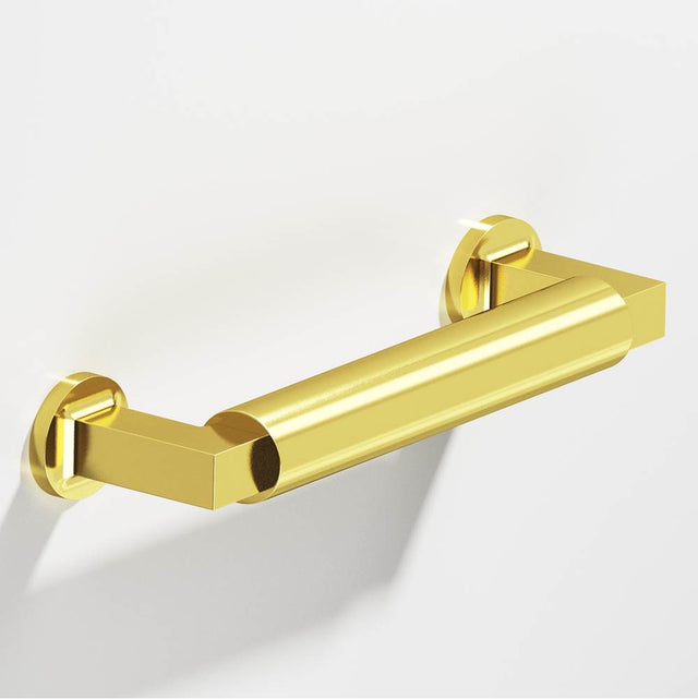 Colonial Bronze - 12'' center-to-center, 13.375'' overall, 1.25'' diameter Gropius-style Appliance Pull, Shower Door Pull, Door Pull with flared feet hand finished in French Gold and French Gold - French Gold,French Gold