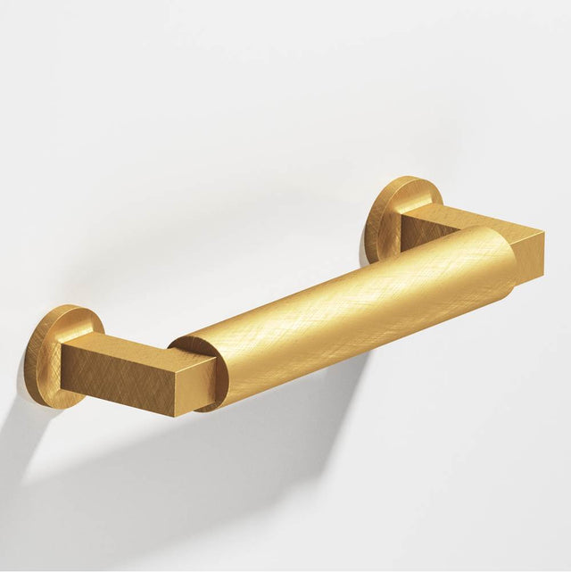 Colonial Bronze - 8'' center-to-center, 9.125'' overall, 1'' diameter Gropius-style Cabinet Pull, Appliance Pull, Shower Door Pull, Door Pull with flared feet hand finished in Weathered Brass and Weathered Brass - Weathered Brass,Weathered Brass