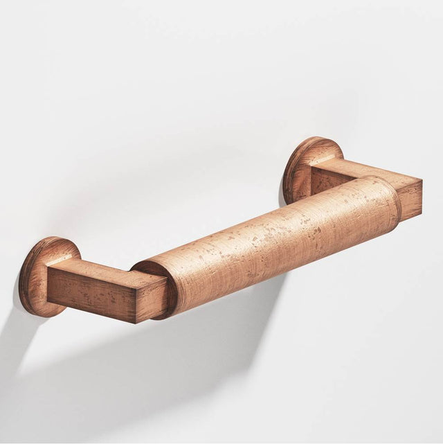 Colonial Bronze - 10'' center-to-center, 10.875'' overall, 0.75'' diameter Gropius-style Cabinet Pull, Appliance Pull, Door Pull with flared feet hand finished in Distressed Antique Copper and Distressed Antique Copper - Distressed Antique Copper,Distressed Antique Copper
